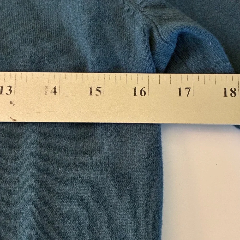 Talbots Petite Teal Blue Turtleneck Sweater‎ Button Cuff Cotton Modal Knit P